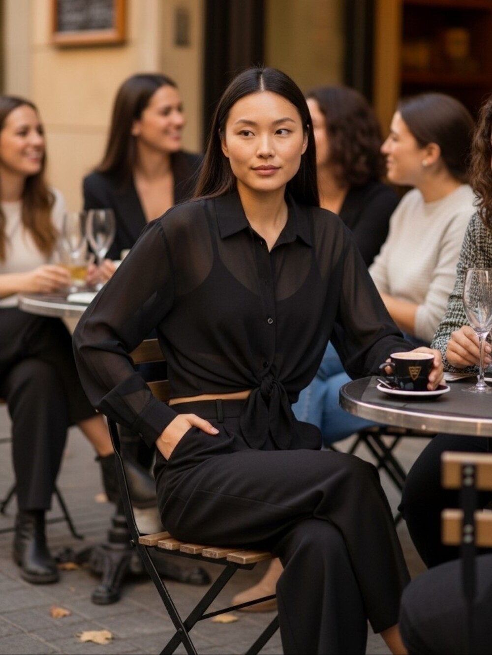 seven•seven Fabulous Sheer Dropped Shoulder Half Top